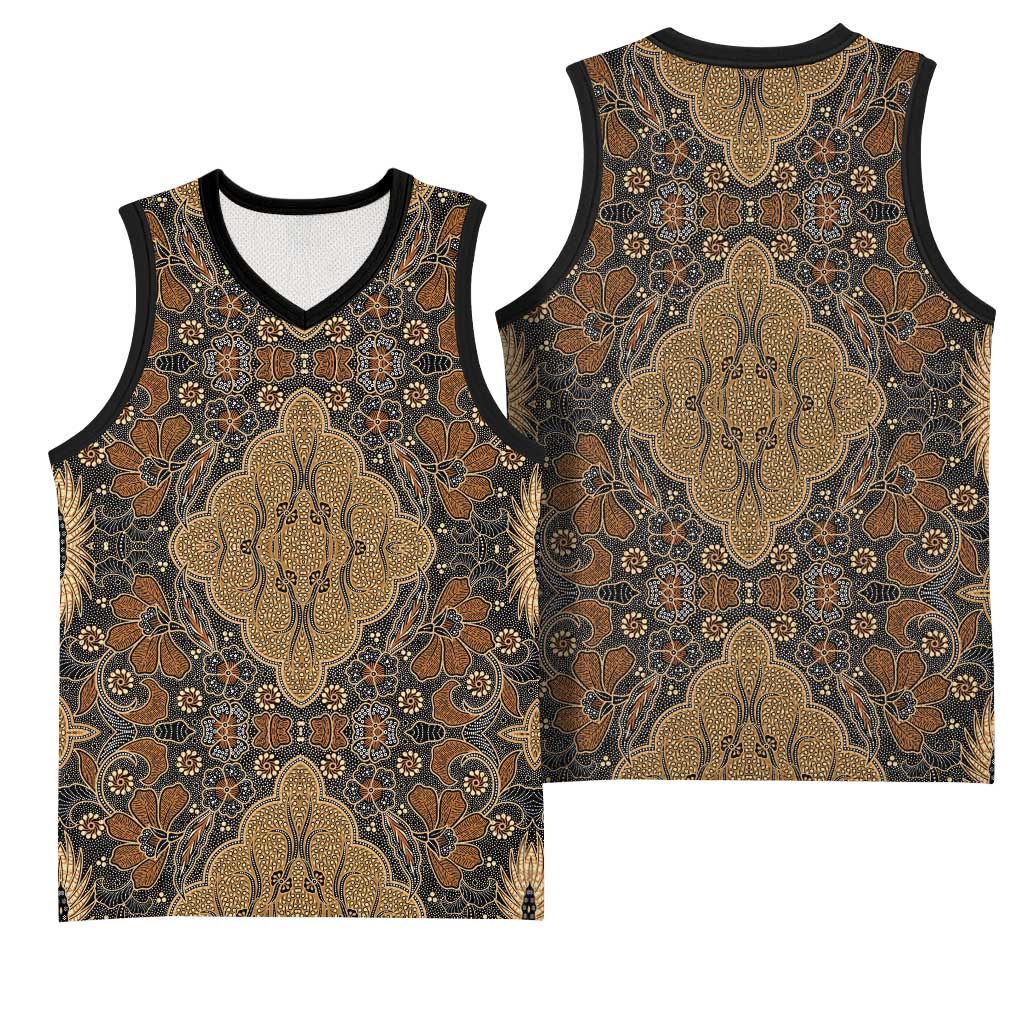 Madiba Nelson Mandela Batik Basketball Jersey Earthy Brown Indonesia Heritage - African Pride