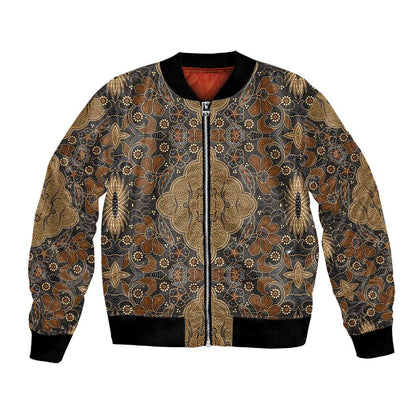 Madiba Nelson Mandela Batik Bomber Jacket Earthy Brown Indonesia Heritage - African Pride