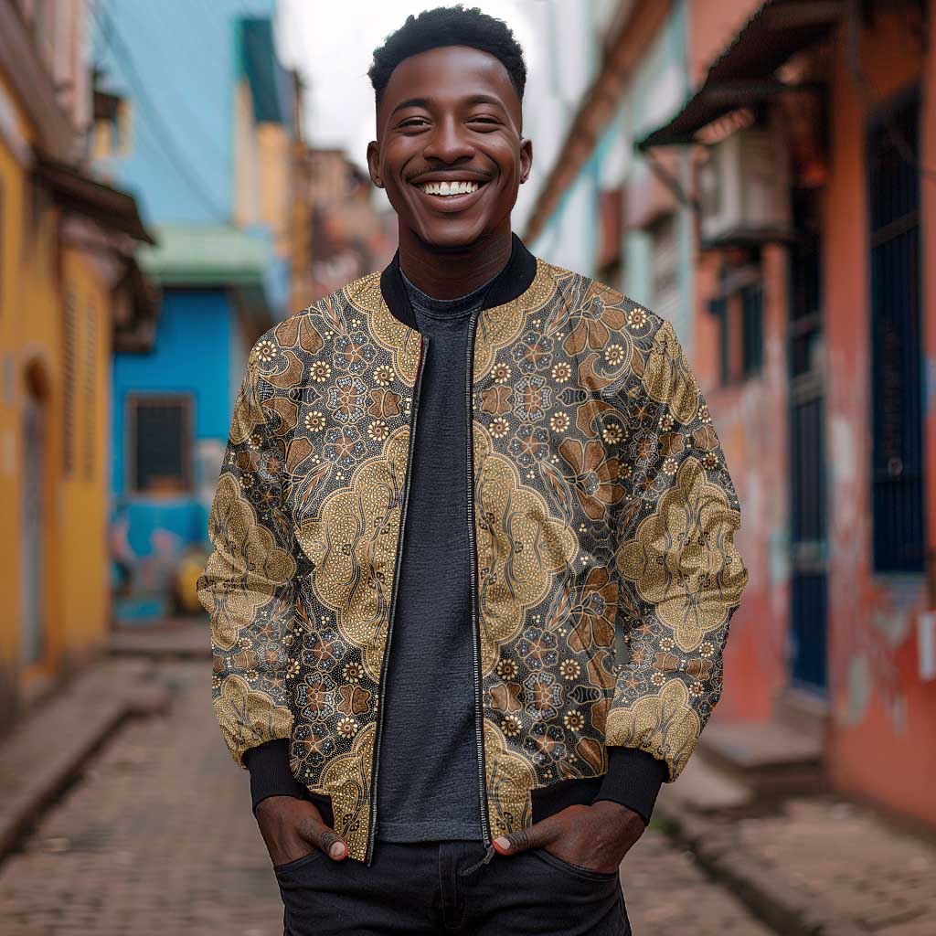 Madiba Nelson Mandela Batik Bomber Jacket Earthy Brown Indonesia Heritage - African Pride