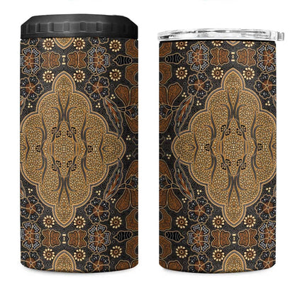 Madiba Nelson Mandela Batik 4 in 1 Can Cooler Tumbler Earthy Brown Indonesia Heritage LT15