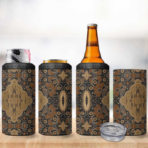 Madiba Nelson Mandela Batik 4 in 1 Can Cooler Tumbler Earthy Brown Indonesia Heritage LT15