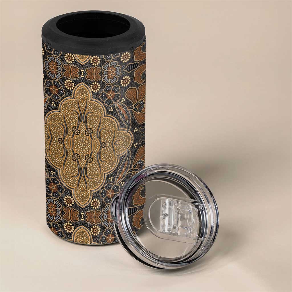 Madiba Nelson Mandela Batik 4 in 1 Can Cooler Tumbler Earthy Brown Indonesia Heritage LT15