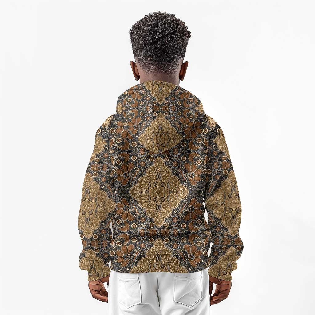 Madiba Nelson Mandela Batik Kid Hoodie Earthy Brown Indonesia Heritage - African Pride