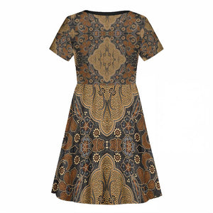 Madiba Nelson Mandela Batik Kid Short Sleeve Dress Earthy Brown Indonesia Heritage - African Pride