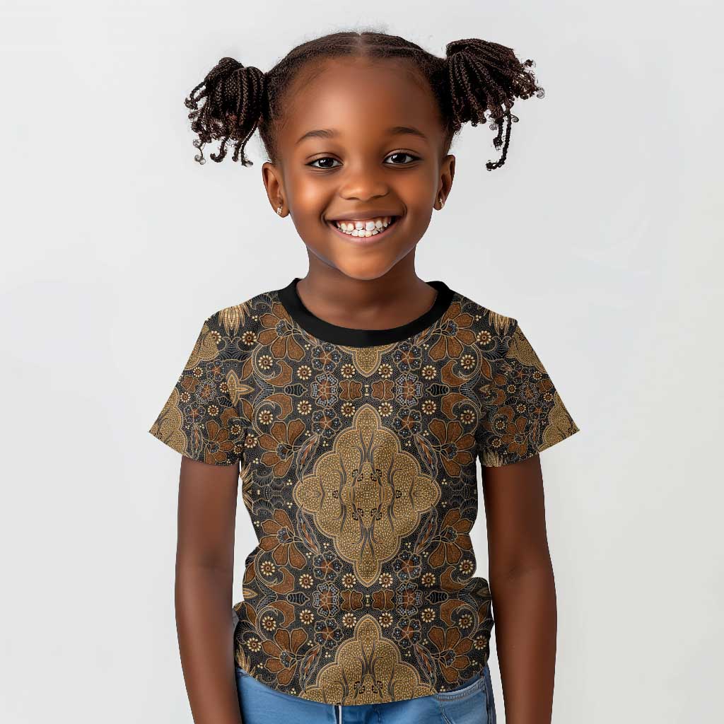 Madiba Nelson Mandela Batik Kid T shirt Earthy Brown Indonesia Heritage - African Pride