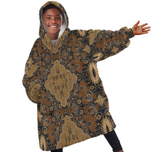 Madiba Nelson Mandela Batik Kid Wearable Blanket Hoodie Earthy Brown Indonesia Heritage - African Pride