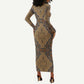 Madiba Nelson Mandela Batik Long Sleeve Bodycon Dress Earthy Brown Indonesia Heritage - African Pride