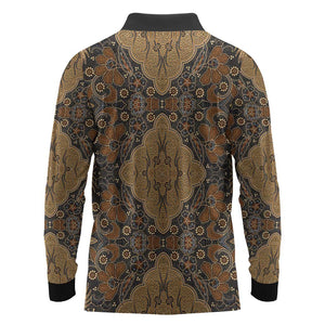 Madiba Nelson Mandela Batik Long Sleeve Polo Shirt Earthy Brown Indonesia Heritage - African Pride