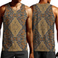 Madiba Nelson Mandela Batik Men Tank Top Earthy Brown Indonesia Heritage - African Pride