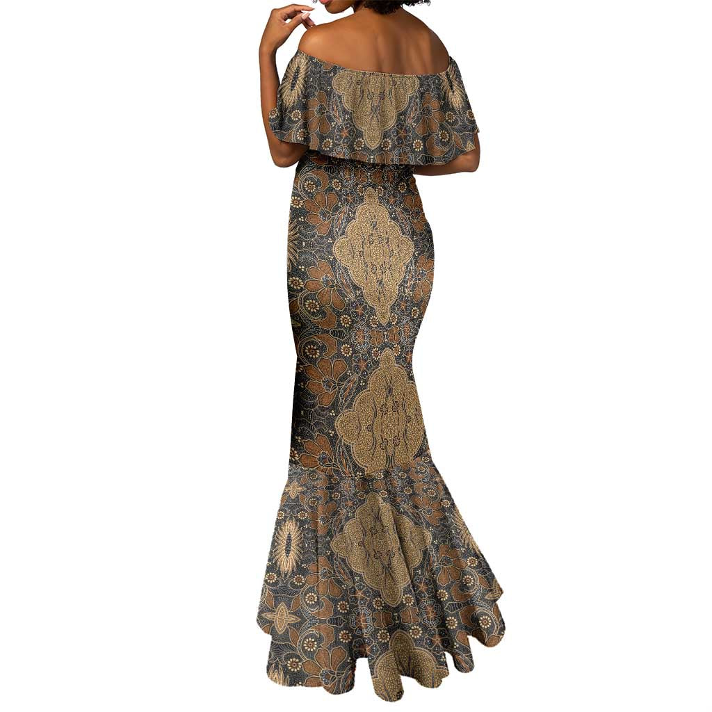 Madiba Nelson Mandela Batik Mermaid Dress Earthy Brown Indonesia Heritage - African Pride