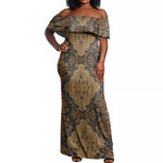 Madiba Nelson Mandela Batik Off Shoulder Maxi Dress Earthy Brown Indonesia Heritage - African Pride