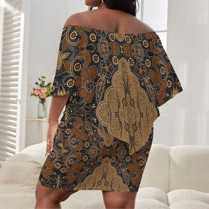 Madiba Nelson Mandela Batik Off Shoulder Short Dress Earthy Brown Indonesia Heritage - African Pride