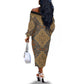Madiba Nelson Mandela Batik Off The Shoulder Long Sleeve Dress Earthy Brown Indonesia Heritage - African Pride