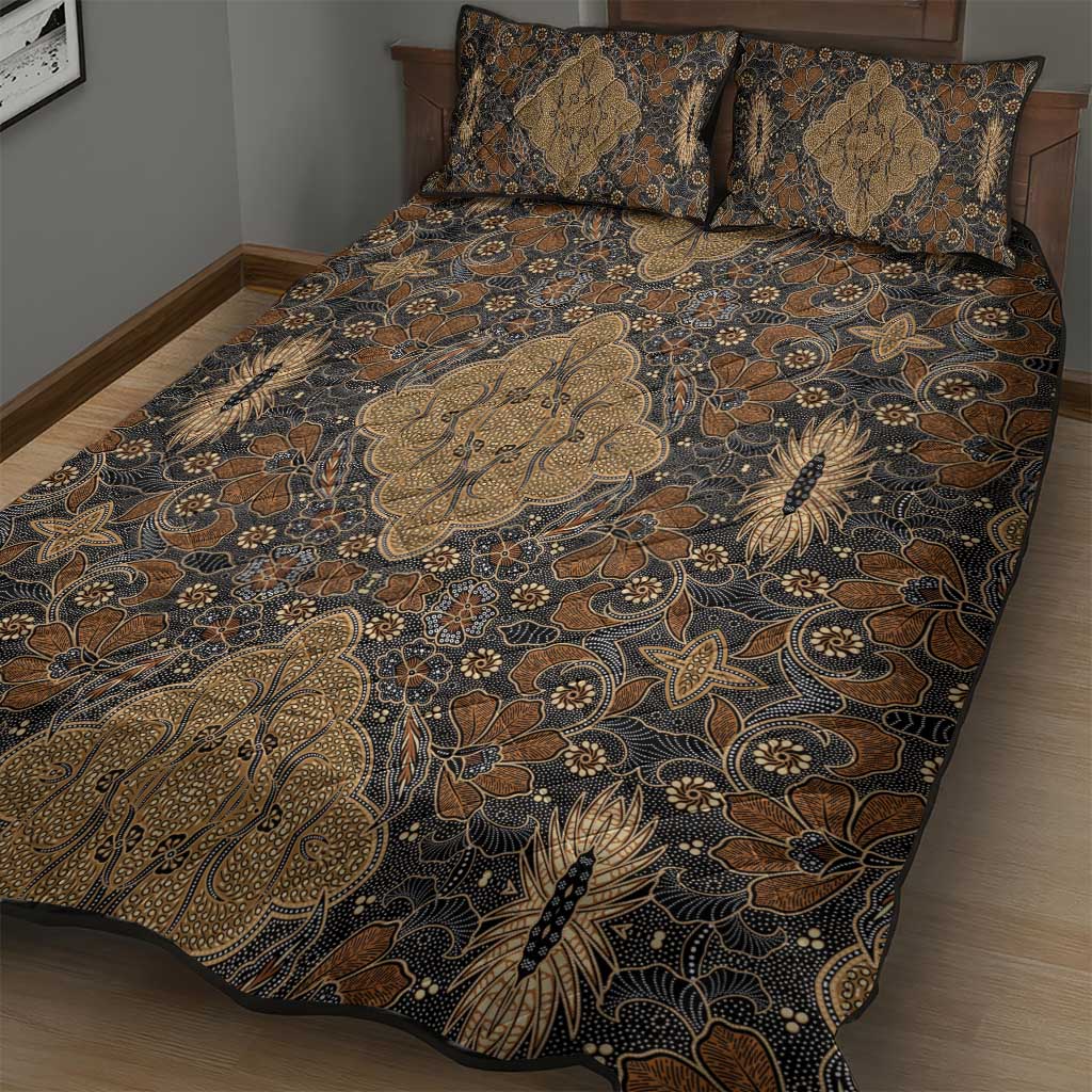 Madiba Nelson Mandela Batik Quilt Bed Set Earthy Brown Indonesia Heritage - African Pride