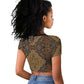 Madiba Nelson Mandela Batik Raglan Cropped T shirt Earthy Brown Indonesia Heritage - African Pride