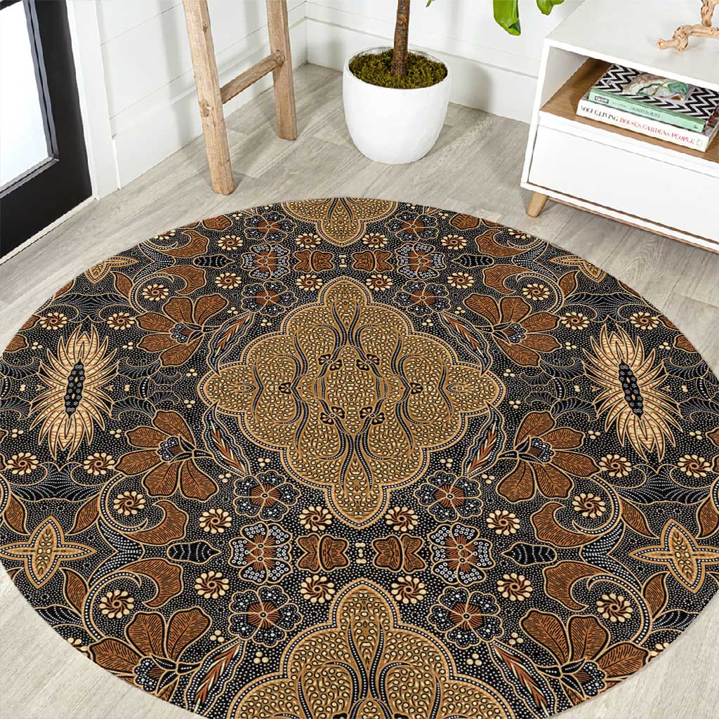 Madiba Nelson Mandela Batik Round Carpet Earthy Brown Indonesia Heritage - African Pride