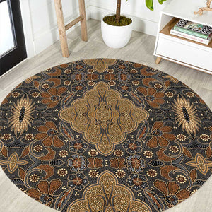 Madiba Nelson Mandela Batik Round Carpet Earthy Brown Indonesia Heritage - African Pride