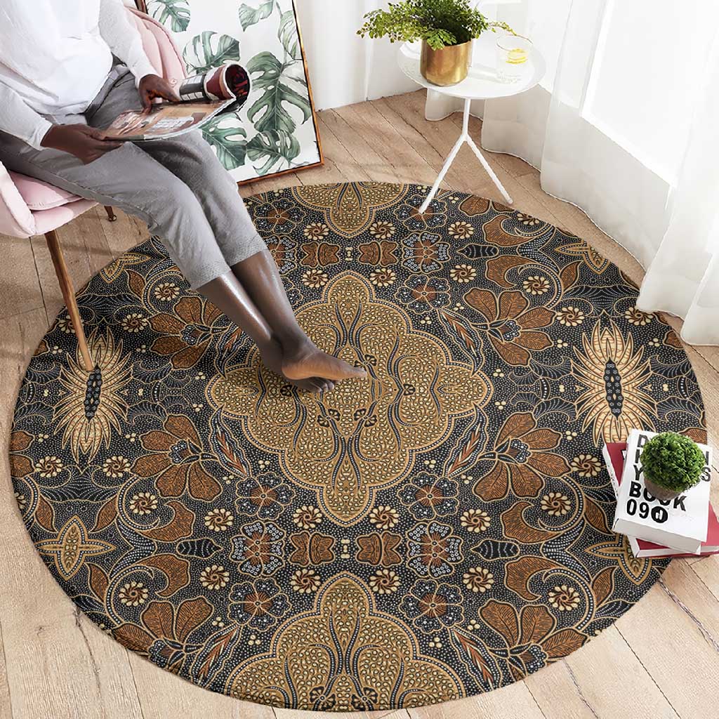 Madiba Nelson Mandela Batik Round Carpet Earthy Brown Indonesia Heritage - African Pride