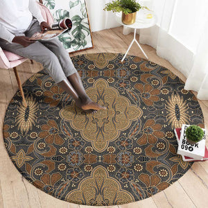 Madiba Nelson Mandela Batik Round Carpet Earthy Brown Indonesia Heritage - African Pride