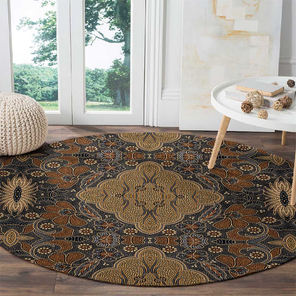 Madiba Nelson Mandela Batik Round Carpet Earthy Brown Indonesia Heritage - African Pride
