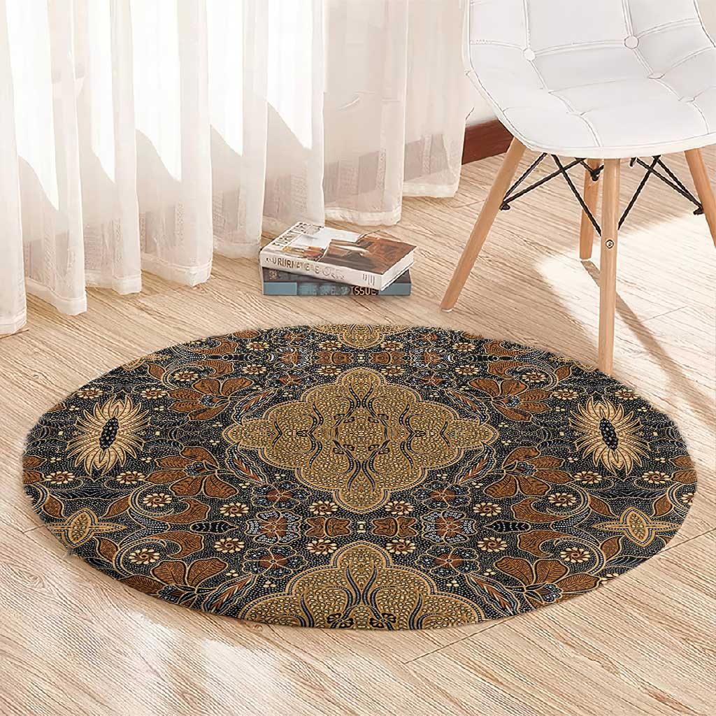 Madiba Nelson Mandela Batik Round Carpet Earthy Brown Indonesia Heritage - African Pride