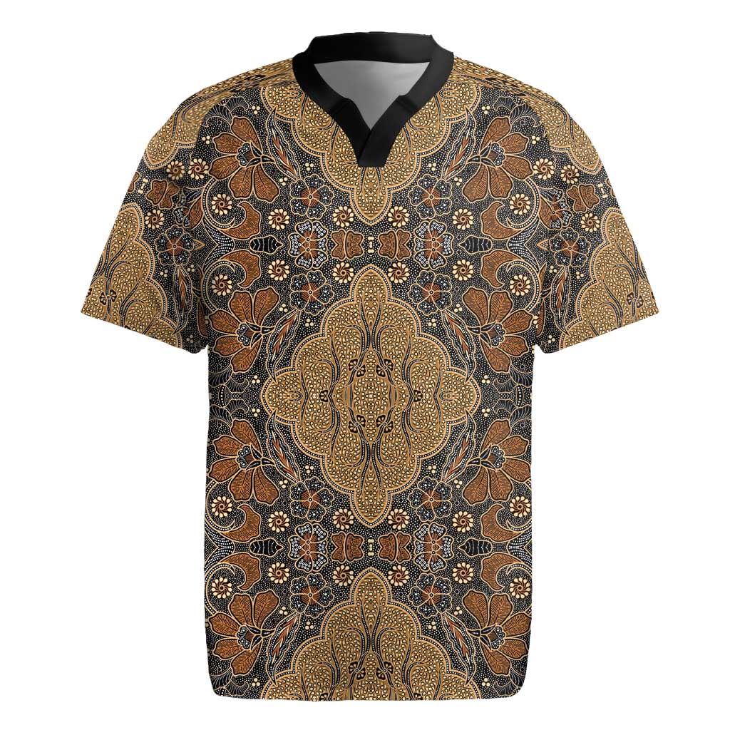Madiba Nelson Mandela Batik Rugby Jersey Earthy Brown Indonesia Heritage - African Pride