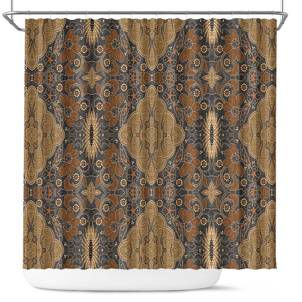 Madiba Nelson Mandela Batik Shower Curtain Earthy Brown Indonesia Heritage - African Pride