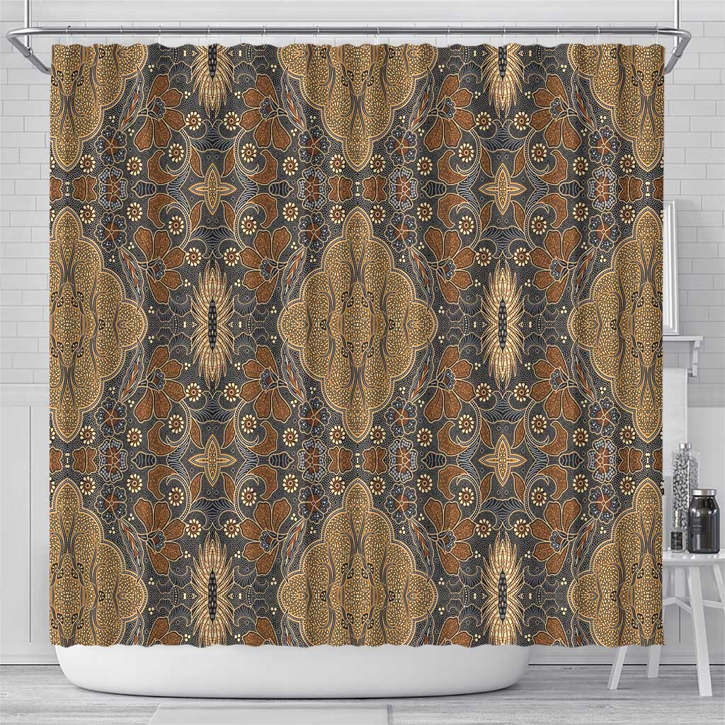 Madiba Nelson Mandela Batik Shower Curtain Earthy Brown Indonesia Heritage - African Pride