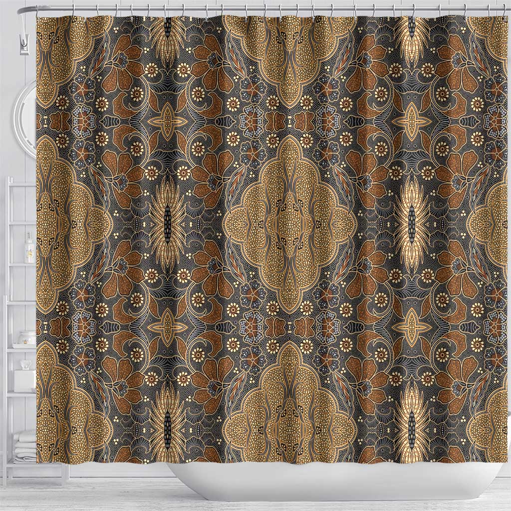 Madiba Nelson Mandela Batik Shower Curtain Earthy Brown Indonesia Heritage - African Pride