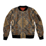 Madiba Nelson Mandela Batik Sleeve Zip Bomber Jacket Earthy Brown Indonesia Heritage - African Pride