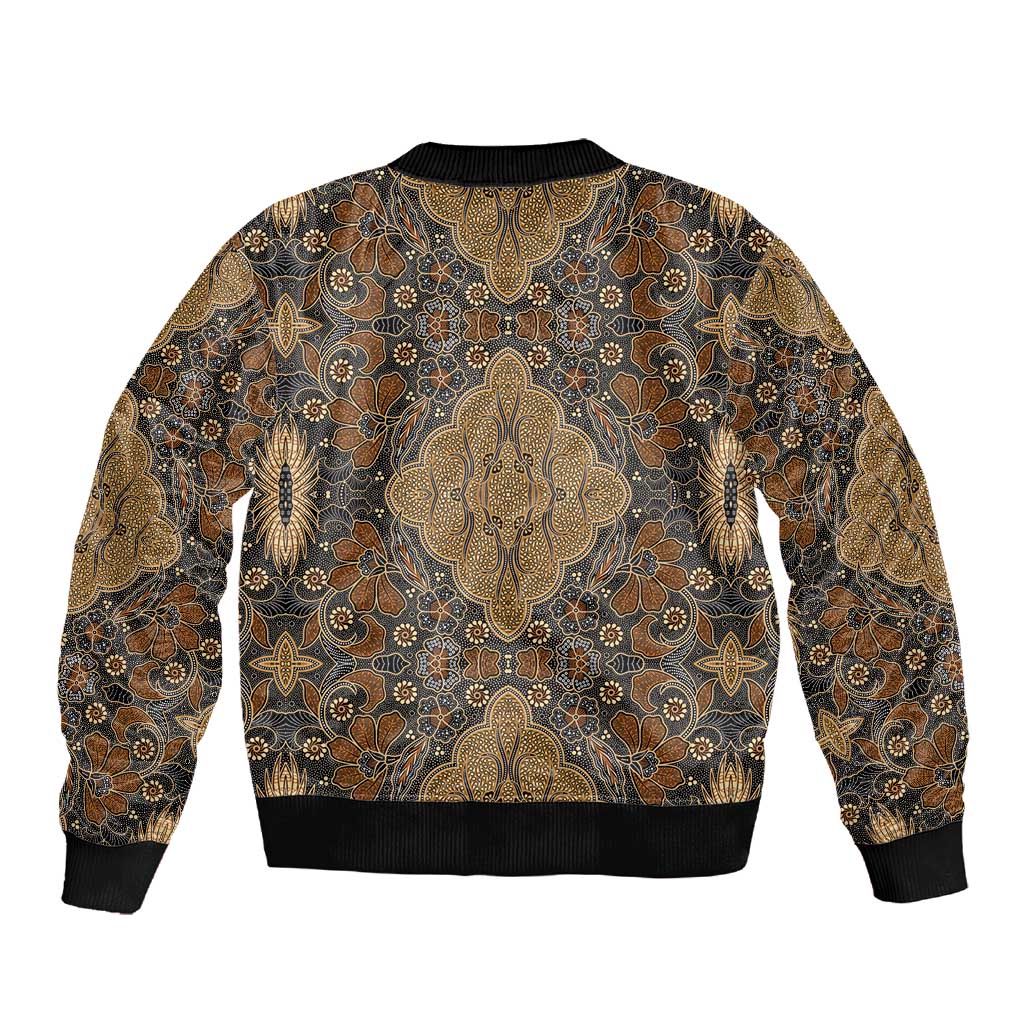 Madiba Nelson Mandela Batik Sleeve Zip Bomber Jacket Earthy Brown Indonesia Heritage - African Pride