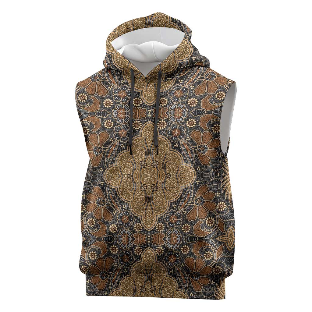 Madiba Nelson Mandela Batik Sleeveless Hoodie Earthy Brown Indonesia Heritage - African Pride