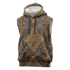 Madiba Nelson Mandela Batik Sleeveless Hoodie Earthy Brown Indonesia Heritage - African Pride