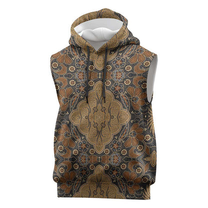 Madiba Nelson Mandela Batik Sleeveless Hoodie Earthy Brown Indonesia Heritage - African Pride