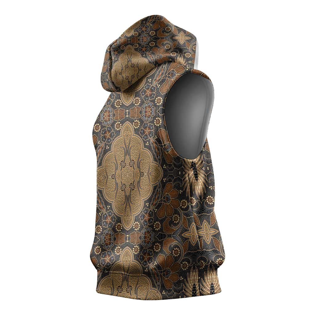 Madiba Nelson Mandela Batik Sleeveless Hoodie Earthy Brown Indonesia Heritage - African Pride