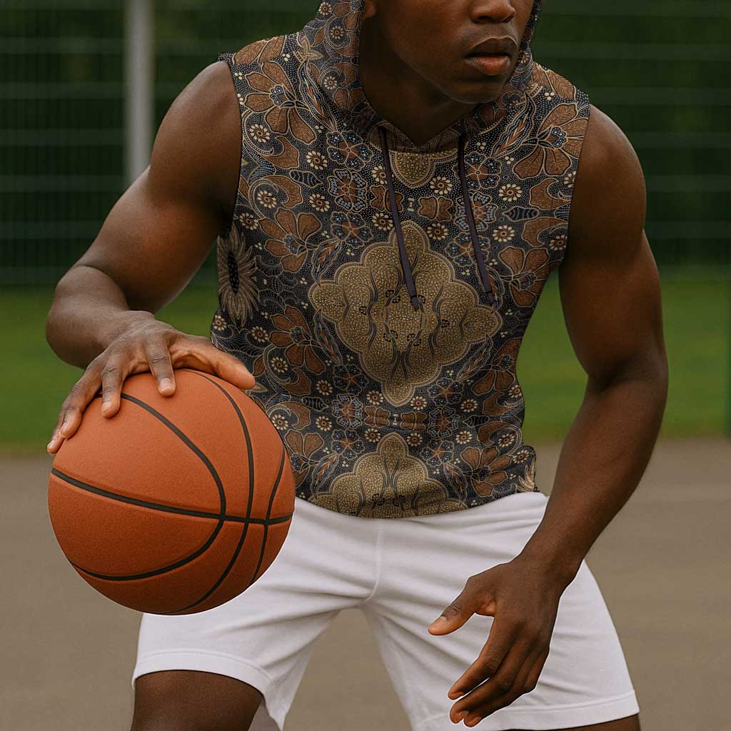 Madiba Nelson Mandela Batik Sleeveless Hoodie Earthy Brown Indonesia Heritage - African Pride