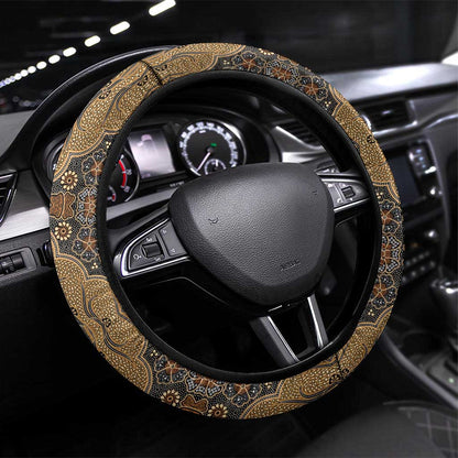 Madiba Nelson Mandela Batik Steering Wheel Cover Earthy Brown Indonesia Heritage - African Pride