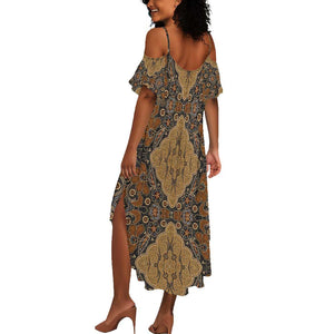 Madiba Nelson Mandela Batik Summer Maxi Dress Earthy Brown Indonesia Heritage - African Pride