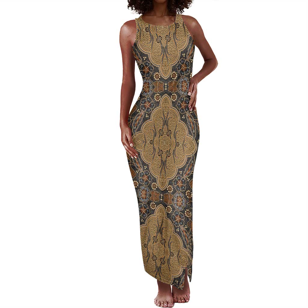 Madiba Nelson Mandela Batik Tank Maxi Dress Earthy Brown Indonesia Heritage - African Pride