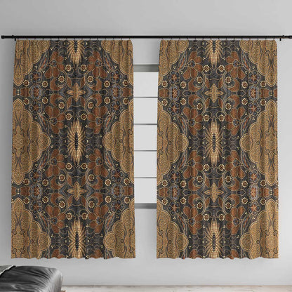 Madiba Nelson Mandela Batik Window Curtain Earthy Brown Indonesia Heritage - African Pride