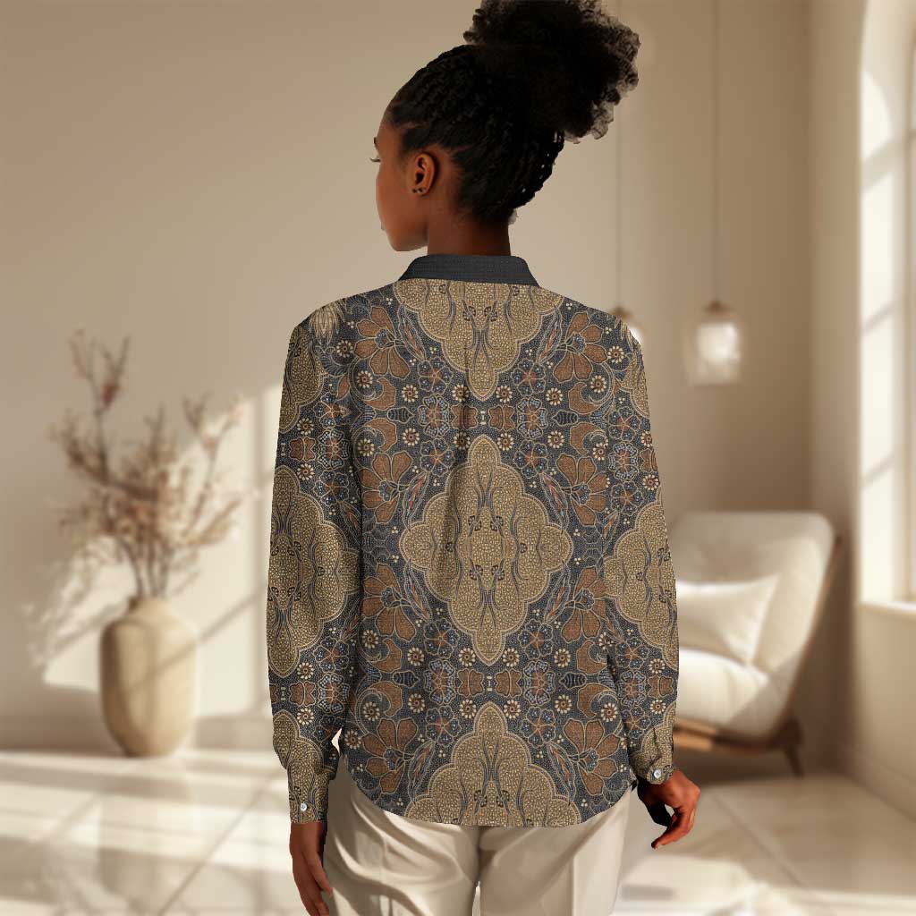 Madiba Nelson Mandela Batik Women Casual Shirt Earthy Brown Indonesia Heritage - African Pride