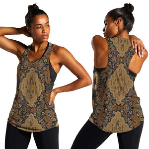 Madiba Nelson Mandela Batik Women Racerback Tank Earthy Brown Indonesia Heritage - African Pride