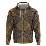 Madiba Nelson Mandela Batik Zip Hoodie Earthy Brown Indonesia Heritage - African Pride