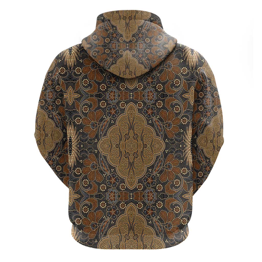 Madiba Nelson Mandela Batik Zip Hoodie Earthy Brown Indonesia Heritage - African Pride