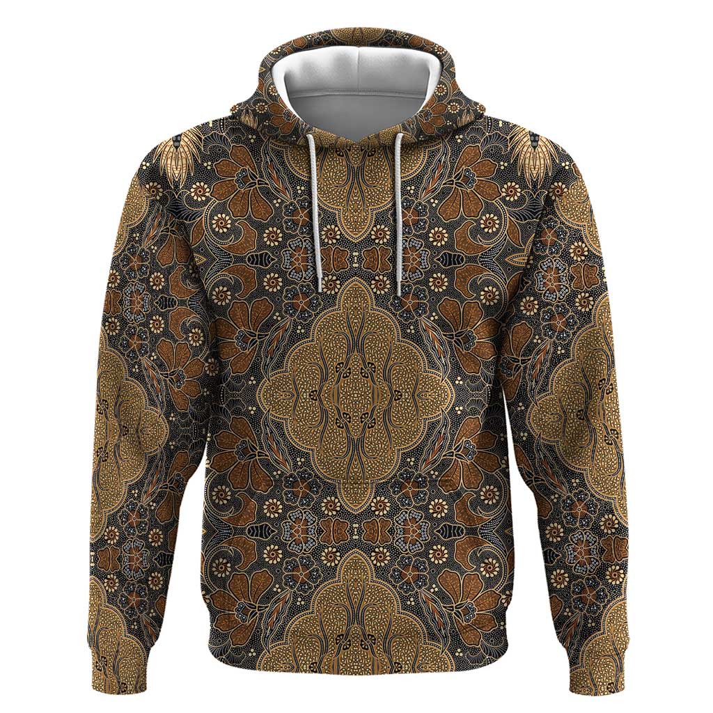Madiba Nelson Mandela Batik Zip Hoodie Earthy Brown Indonesia Heritage - African Pride