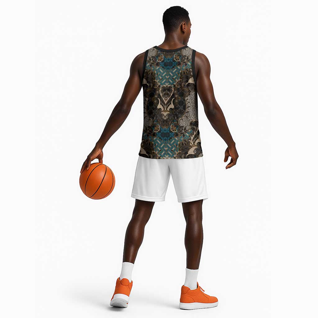 Madiba Nelson Mandela Batik Basketball Jersey Black Indonesia Heritage - African Pride