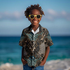 Madiba Nelson Mandela Batik Kid Hawaiian Shirt Black Indonesia Heritage - African Pride
