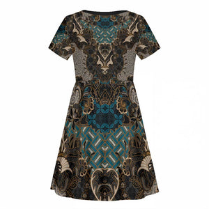 Madiba Nelson Mandela Batik Kid Short Sleeve Dress Black Indonesia Heritage - African Pride
