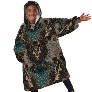 Madiba Nelson Mandela Batik Kid Wearable Blanket Hoodie Black Indonesia Heritage - African Pride