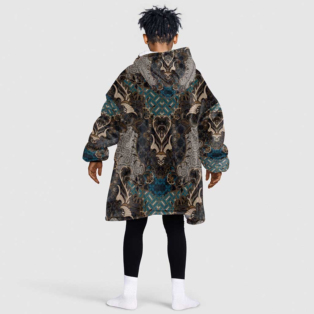 Madiba Nelson Mandela Batik Kid Wearable Blanket Hoodie Black Indonesia Heritage - African Pride